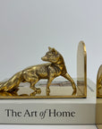 Made in England Brass Fox Bookends — 9.76 lb Pair, 9” Long Woodland Animal Library Decor (Mid-Century / Hollywood Regency)