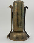 Vintage Brass Hammered Vase With Horse Head Handles