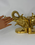 Vintage Brass Large Elephants Bookends-A Pair