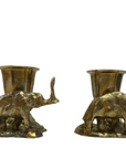 Vintage Brass Elephant Candlestick Holders-A Pair