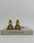 Vintage Brass Teddy Bear Candlestick Holders-A Pair