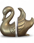 Vintage Brass Swan Bookends- A Pair