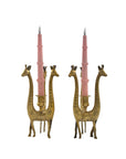 Vintage Brass Giraffe Candleholders-A Pair