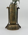 Vintage Brass Hammered Vase With Horse Head Handles