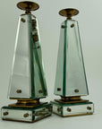 Pair of Vintage Maitland-Smith Mirrored Obelisk Candlesticks