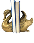 Vintage Brass Swan Bookends- A Pair