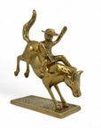 Vintage Brass Cowboy on Bucking Horse Sculpture – Rare Western Rodeo Figurine