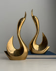 Vintage Modernist Brass Swan Pair – Sculptural Mid-Century Elegance
