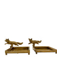 Vintage Brass Fox Trinket Dish-A Pair