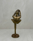 Vintage Brass Ballerina Statue – 12” Tall Mid-Century Ballet Dancer Figurine