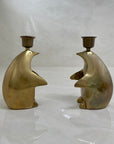 Vintage Brass Penguin Candle Holders-Pair