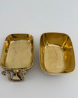 Vintage Brass Goat Trinket Dish With Enameled Etchings