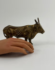 Vintage Brass Longhorn Bull Sculpture – 7.5” Long, 5.75” Horn Span, 4.75” Tall – Western-Southwestern-Texas Ranch Décor