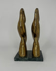 Vintage Brass Crane Pair on Marble Base