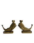 Vintage Brass Whale Candle Holders – Set of 2