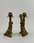 Vintage Brass Rabbit Candleholders-A Pair