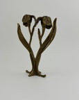 Vintage Brass Flower Candlestick Holder