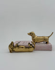 Vintage Brass Dachshund Dogs Affirmation/Note Holder-A Pair