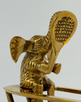 Vintage Brass Figurine of Elephants Enjoying a Tennis Match on a Teeter-Totter