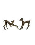 Vintage Mid-Century Brass Greyhound Dogs – Playful Pair of Sculptures