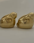 Rare Vintage Brass Chubby Bunny Rabbits-A Pair
