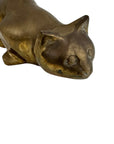 Vintage Brass Reclining Cat Figurine