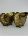 Vintage Brass Nautilus Shell Vessels / Wine Holders / Cachepots
