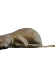 Vintage Brass Reclining Cat Shelf Sitter