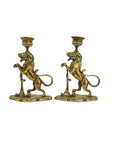 Vintage/Antique Brass Lion Candleholders- A Pair