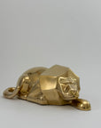 Rare Vintage Brass Lion Sculpture – Cubist Style – Substantial & Luxurious