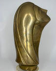 Modernist Brass Female Bust Sculpture | Abstract Woman’s Head, Vintage Brass Art Object on Lucite Base
