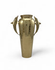 Vintage Brass Dolphin Vase – 12” Tall Hammered Coastal Nautical Decor, Hollywood Regency Style, Dolphin Handles