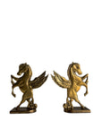 Vintage Brass Pegasus Horse Bookends (Set of Two)