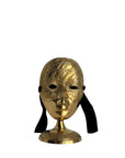 Vintage Brass Mask Sculpture on Stand