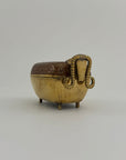 Vintage Brass Goat Trinket Dish With Enameled Etchings