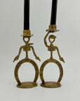 Cowboy Brass Candlestick Holders- A Pair