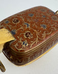 Vintage Brass Goat Trinket Dish With Enameled Etchings