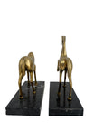 Vintage Brass Horse Sculptures on Marble Base (Pair)