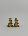 Vintage Brass Teddy Bear Candlestick Holders-A Pair