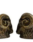 Vintage Brass Ram Head Bookends