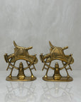 Vintage Brass Firemen Helmet Bookends-A Pair