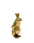 Vintage Brass Frog Prince Figurine | Mid-Century Royal Frog Statue