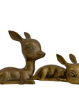 Vintage Brass Resting Deer Pair