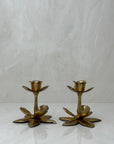 Vintage Brass Flower Candle Holders-A Pair