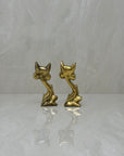 Small Vintage Brass Cool Cats-A Pair