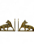 Made in England Brass Fox Bookends — 9.76 lb Pair, 9” Long Woodland Animal Library Decor (Mid-Century / Hollywood Regency)