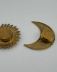 Vintage Brass Sun and Moon Candleholder-A Pair