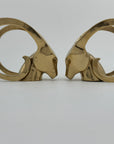 Vintage Brass Rams with Curled Horns-A Pair
