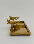 Vintage Brass Fox Trinket Dish-A Pair