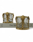 Pair of Vintage Andrea by Sadek Brass & Crystal Candle Holders